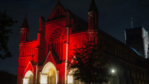 Cathedral turns red for Remembrance