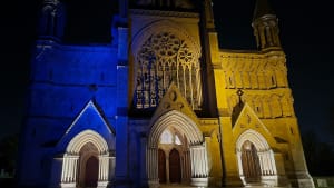 Cathedral lights up in support of Ukraine
